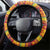 Guyana Christmas Santa Leopard Steering Wheel Cover with Green Red Yellow Gift and Map - Wonder Print Shop