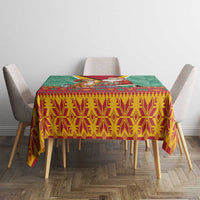 Guyana Christmas Santa Leopard Tablecloth with Green Red Yellow Gift and Map - Wonder Print Shop