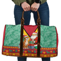 Guyana Christmas Santa Leopard Travel Bag with Green Red Yellow Gift and Map - Wonder Print Shop