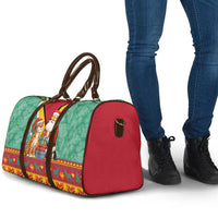 Guyana Christmas Santa Leopard Travel Bag with Green Red Yellow Gift and Map - Wonder Print Shop