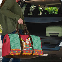 Guyana Christmas Santa Leopard Travel Bag with Green Red Yellow Gift and Map - Wonder Print Shop
