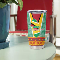 Guyana Christmas Santa Leopard Tumbler Cup with Green Red Yellow Gift and Map - Wonder Print Shop