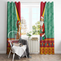 Guyana Christmas Santa Leopard Window Curtain with Green Red Yellow Gift and Map - Wonder Print Shop