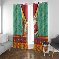 Guyana Christmas Santa Leopard Window Curtain with Green Red Yellow Gift and Map - Wonder Print Shop
