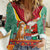 Guyana Christmas Santa Leopard Women Casual Shirt with Green Red Yellow Gift and Map - Wonder Print Shop