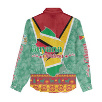 Guyana Christmas Santa Leopard Women Casual Shirt with Green Red Yellow Gift and Map - Wonder Print Shop
