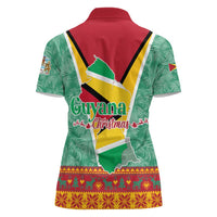 Guyana Christmas Santa Leopard Women Polo Shirt with Green Red Yellow Gift and Map - Wonder Print Shop