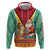 Guyana Christmas Santa Leopard Zip Hoodie with Green Red Yellow Gift and Map - Wonder Print Shop