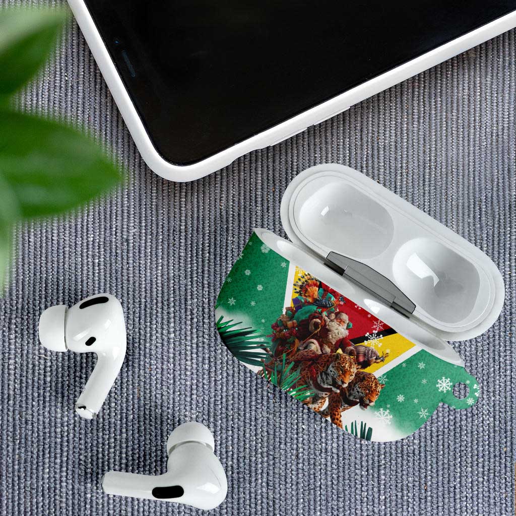 Guyana Flag AirPods Case Christmas Santa Jaguar and National Motto Green Yellow - Wonder Print Shop