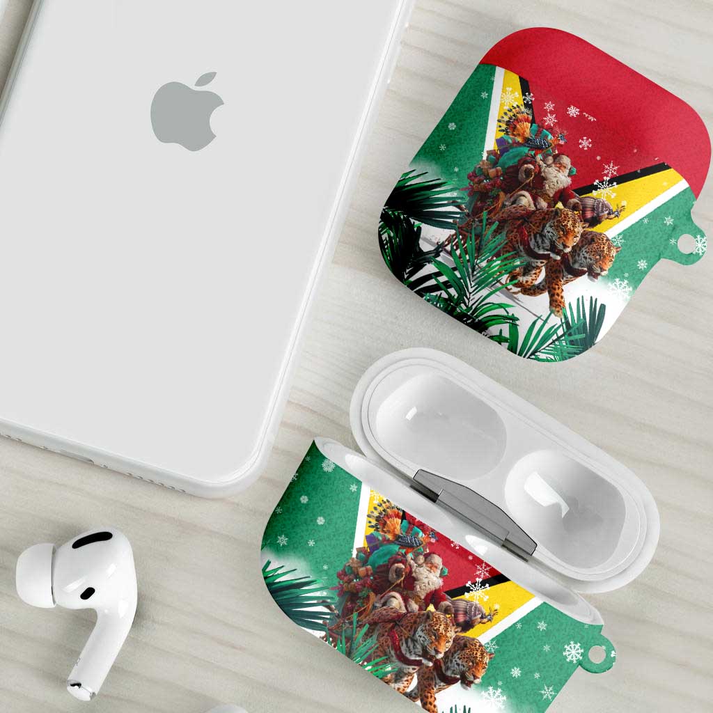 Guyana Flag AirPods Case Christmas Santa Jaguar and National Motto Green Yellow - Wonder Print Shop