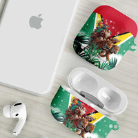 Guyana Flag AirPods Case Christmas Santa Jaguar and National Motto Green Yellow - Wonder Print Shop