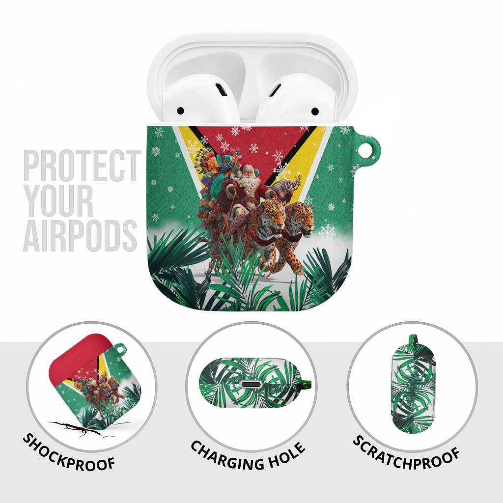 Guyana Flag AirPods Case Christmas Santa Jaguar and National Motto Green Yellow - Wonder Print Shop