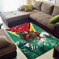 Guyana Flag Area Rug Christmas Santa Jaguar and National Motto Green Yellow - Wonder Print Shop