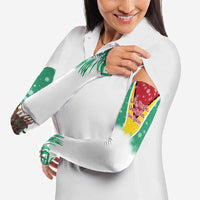 Guyana Flag Arm Sleeves Christmas Santa Jaguar and National Motto Green Yellow - Wonder Print Shop