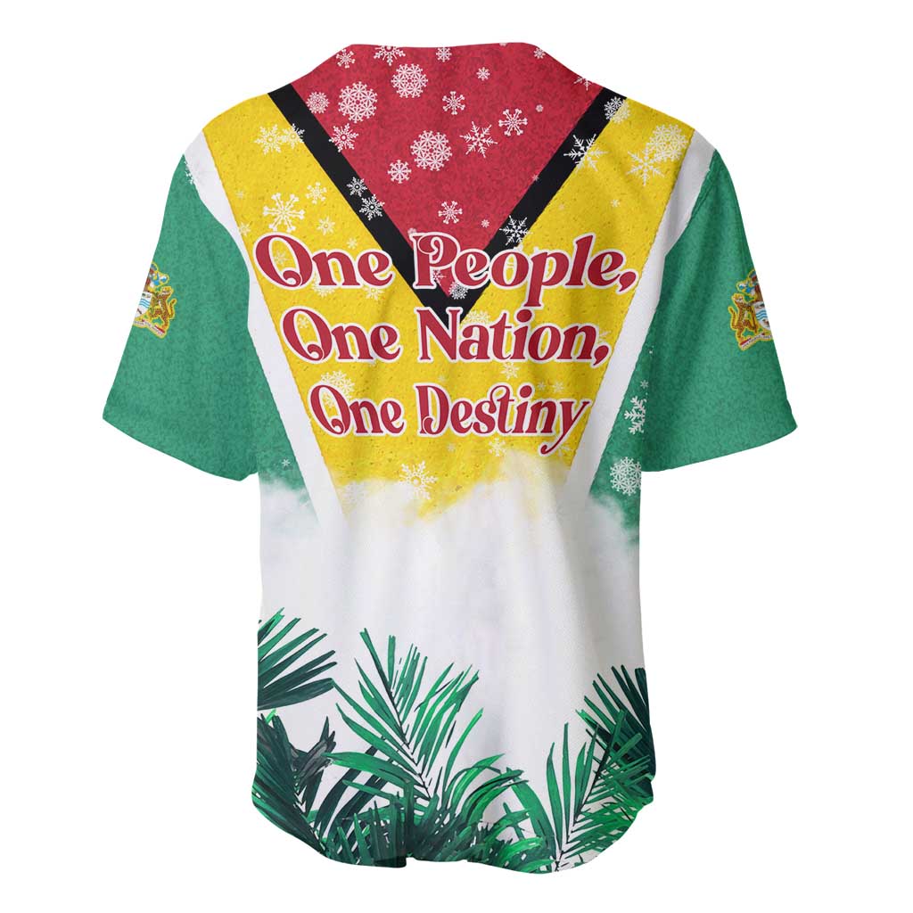 Guyana Flag Baseball Jersey Christmas Santa Jaguar and National Motto Green Yellow - Wonder Print Shop