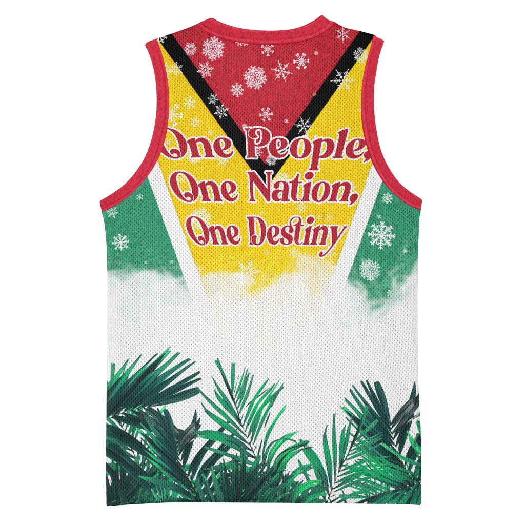 Guyana Flag Basketball Jersey Christmas Santa Jaguar and National Motto Green Yellow - Wonder Print Shop