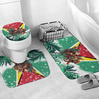 Guyana Flag Bathroom Set Christmas Santa Jaguar and National Motto Green Yellow - Wonder Print Shop