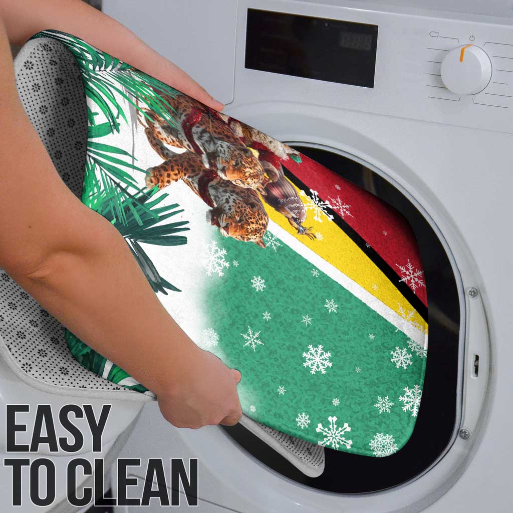 Guyana Flag Bathroom Set Christmas Santa Jaguar and National Motto Green Yellow - Wonder Print Shop