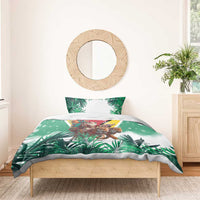 Guyana Flag Bedding Set Christmas Santa Jaguar and National Motto Green Yellow - Wonder Print Shop