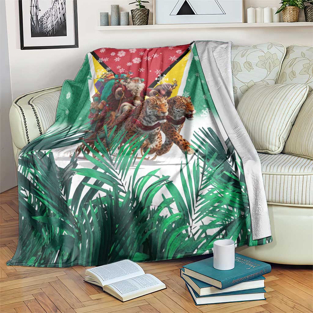 Guyana Flag Blanket Christmas Santa Jaguar and National Motto Green Yellow - Wonder Print Shop