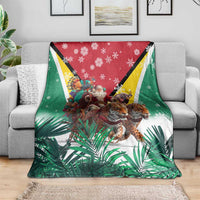 Guyana Flag Blanket Christmas Santa Jaguar and National Motto Green Yellow - Wonder Print Shop