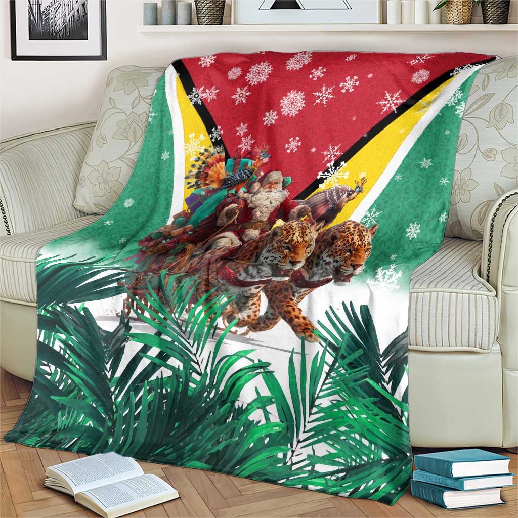 Guyana Flag Blanket Christmas Santa Jaguar and National Motto Green Yellow - Wonder Print Shop