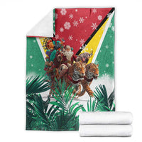 Guyana Flag Blanket Christmas Santa Jaguar and National Motto Green Yellow - Wonder Print Shop