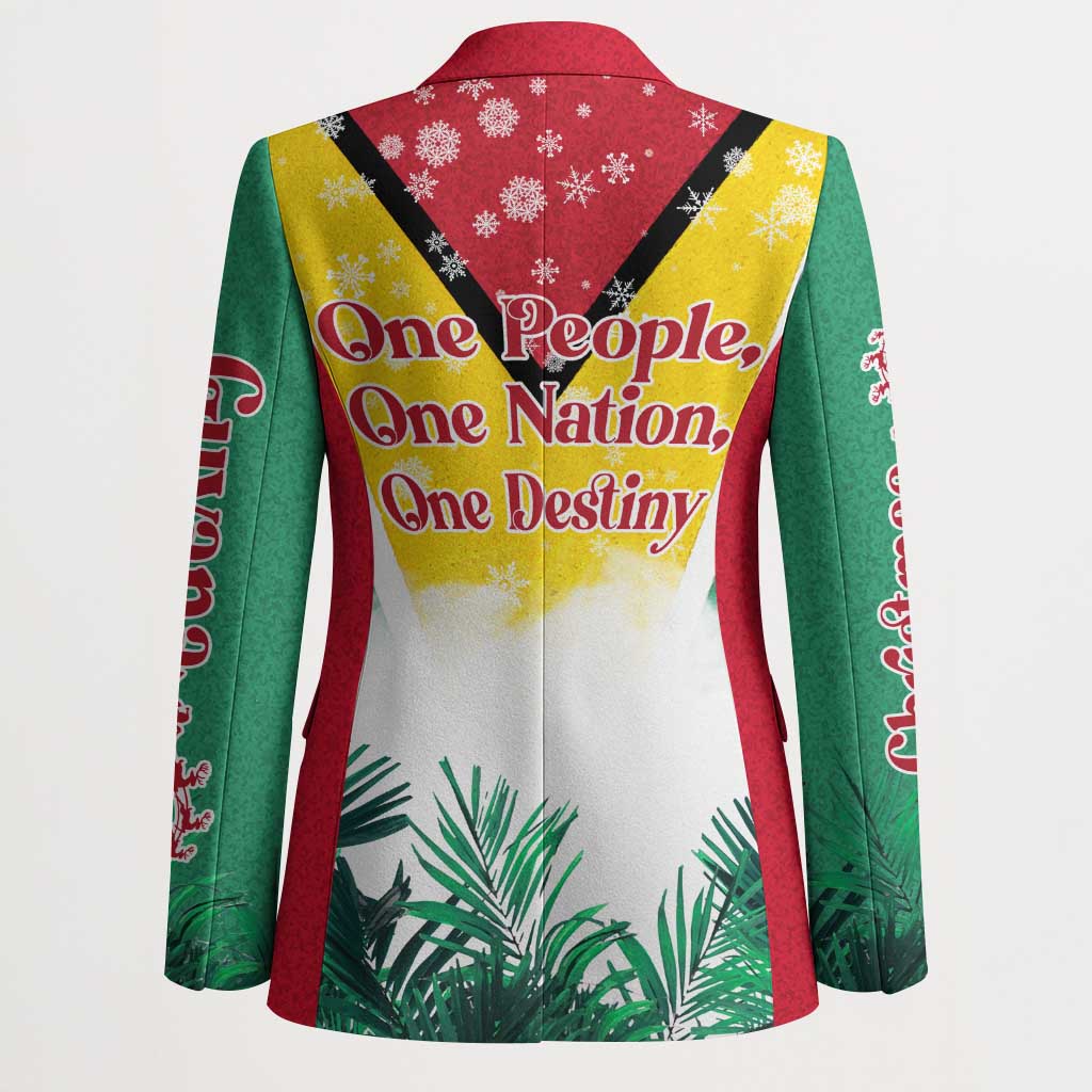 Guyana Flag Blazer Christmas Santa Jaguar and National Motto Green Yellow - Wonder Print Shop