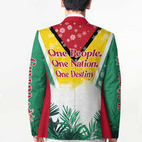 Guyana Flag Blazer Christmas Santa Jaguar and National Motto Green Yellow - Wonder Print Shop