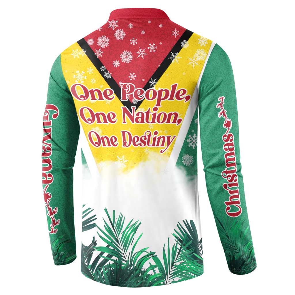 Guyana Flag Button Sweatshirt Christmas Santa Jaguar and National Motto Green Yellow - Wonder Print Shop