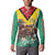 Guyana Flag Button Sweatshirt Christmas Santa Jaguar and National Motto Green Yellow - Wonder Print Shop
