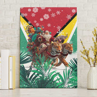 Guyana Flag Canvas Wall Art Christmas Santa Jaguar and National Motto Green Yellow - Wonder Print Shop