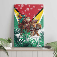 Guyana Flag Canvas Wall Art Christmas Santa Jaguar and National Motto Green Yellow - Wonder Print Shop