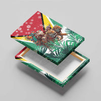 Guyana Flag Canvas Wall Art Christmas Santa Jaguar and National Motto Green Yellow - Wonder Print Shop