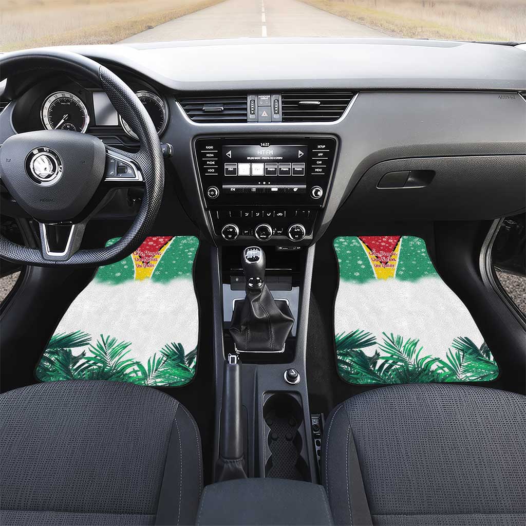 Guyana Flag Car Mats Christmas Santa Jaguar and National Motto Green Yellow - Wonder Print Shop