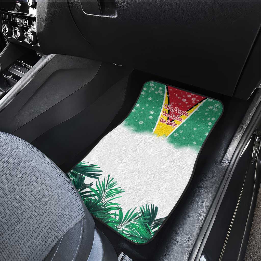 Guyana Flag Car Mats Christmas Santa Jaguar and National Motto Green Yellow - Wonder Print Shop