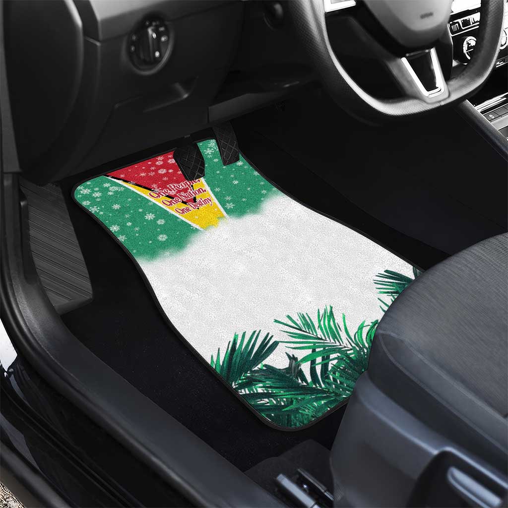 Guyana Flag Car Mats Christmas Santa Jaguar and National Motto Green Yellow - Wonder Print Shop