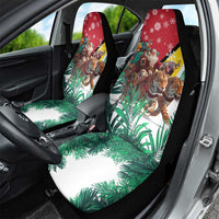 Guyana Flag Car Seat Cover Christmas Santa Jaguar and National Motto Green Yellow - Wonder Print Shop