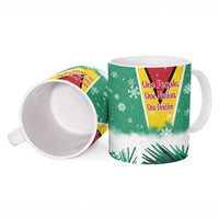 Guyana Flag Ceramic Mug Christmas Santa Jaguar and National Motto Green Yellow - Wonder Print Shop