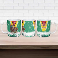 Guyana Flag Ceramic Mug Christmas Santa Jaguar and National Motto Green Yellow - Wonder Print Shop