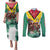 Guyana Flag Couples Matching Puletasi and Long Sleeve Button Shirt Christmas Santa Jaguar and National Motto Green Yellow - Wonder Print Shop