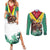 Guyana Flag Couples Matching Summer Maxi Dress and Long Sleeve Button Shirt Christmas Santa Jaguar and National Motto Green Yellow - Wonder Print Shop