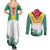 Guyana Flag Couples Matching Summer Maxi Dress and Long Sleeve Button Shirt Christmas Santa Jaguar and National Motto Green Yellow - Wonder Print Shop