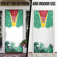 Guyana Flag Door Cover Christmas Santa Jaguar and National Motto Green Yellow - Wonder Print Shop