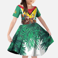 Guyana Flag Family Matching Long Sleeve Bodycon Dress and Hawaiian Shirt Christmas Santa Jaguar and National Motto Green Yellow - Wonder Print Shop