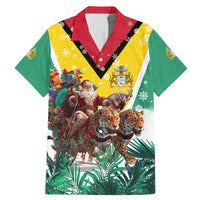 Guyana Flag Family Matching Mermaid Dress and Hawaiian Shirt Christmas Santa Jaguar and National Motto Green Yellow - Wonder Print Shop