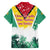 Guyana Flag Family Matching Off The Shoulder Long Sleeve Dress and Hawaiian Shirt Christmas Santa Jaguar and National Motto Green Yellow - Wonder Print Shop