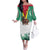 Guyana Flag Family Matching Off The Shoulder Long Sleeve Dress and Hawaiian Shirt Christmas Santa Jaguar and National Motto Green Yellow - Wonder Print Shop