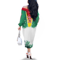 Guyana Flag Family Matching Off The Shoulder Long Sleeve Dress and Hawaiian Shirt Christmas Santa Jaguar and National Motto Green Yellow - Wonder Print Shop