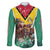 Guyana Flag Family Matching Off Shoulder Short Dress and Hawaiian Shirt Christmas Santa Jaguar and National Motto Green Yellow - Wonder Print Shop